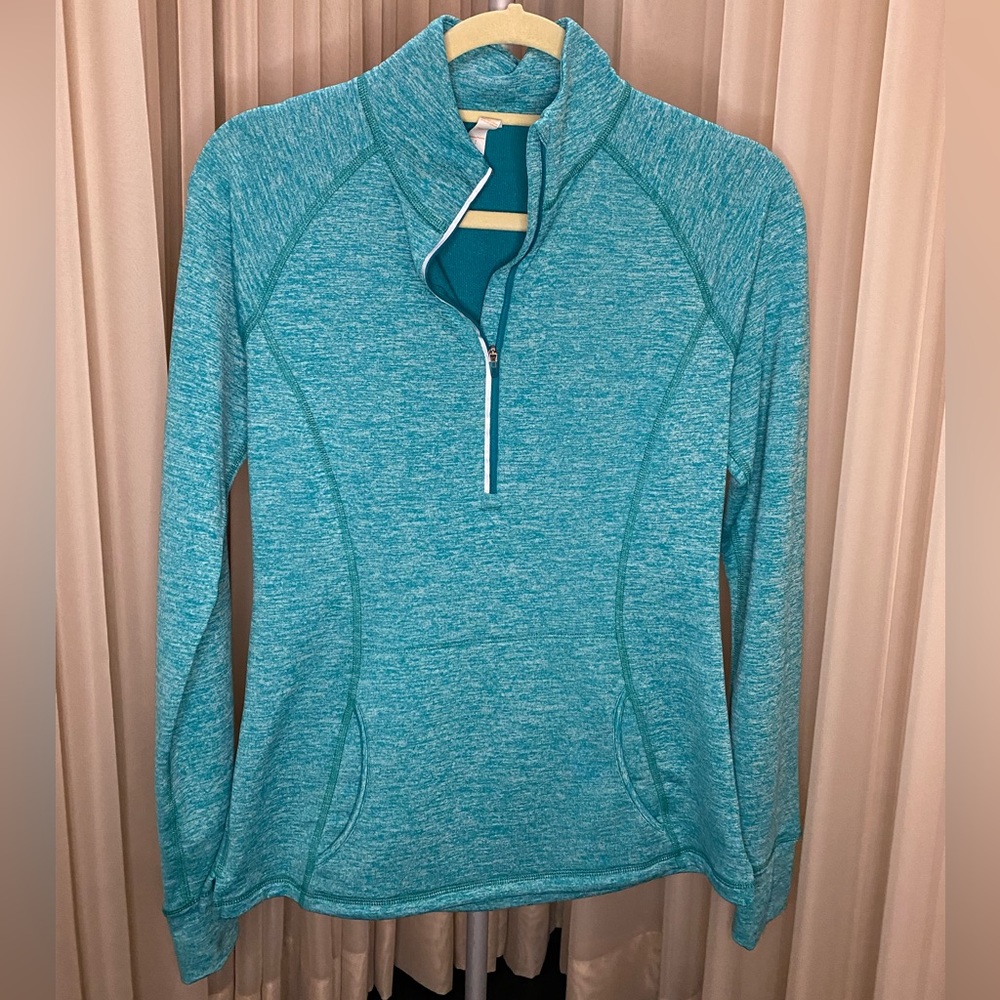 Lucy Long Sleeve Turquoise 1/2 Zipper Top Size small